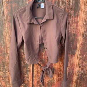 Cropped button down long sleeve